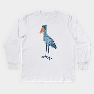 Drawing of a shoebill Kids Long Sleeve T-Shirt